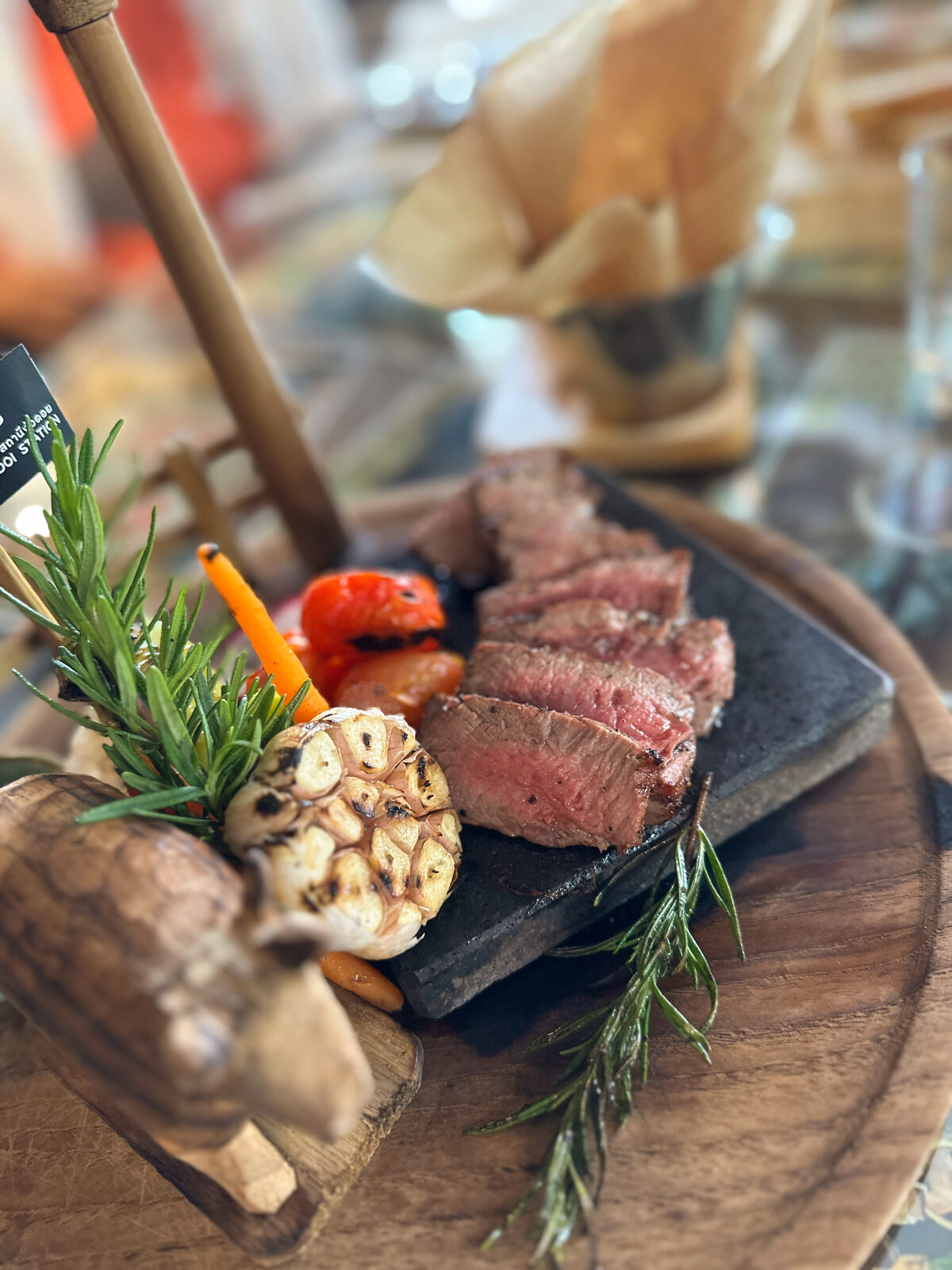 A Thai Beef steak, plated